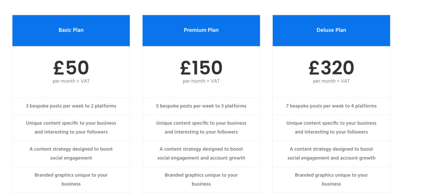 50 Pound Social productized services pricing