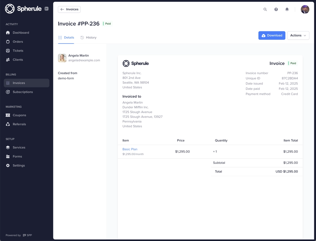 Invoice & Billing screenshot