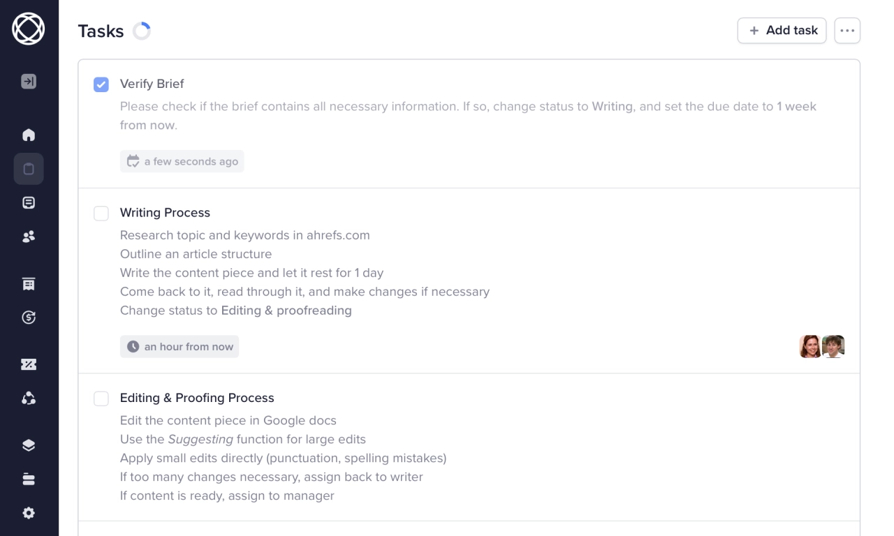 Projects & Tasks screenshot